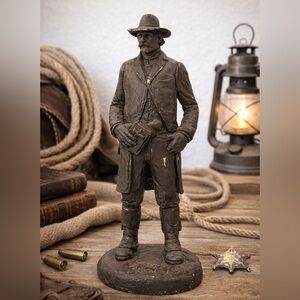 Michael Garman Western Cowboy Sculpture 1990 Signed Base 10" Faith & Frontier
